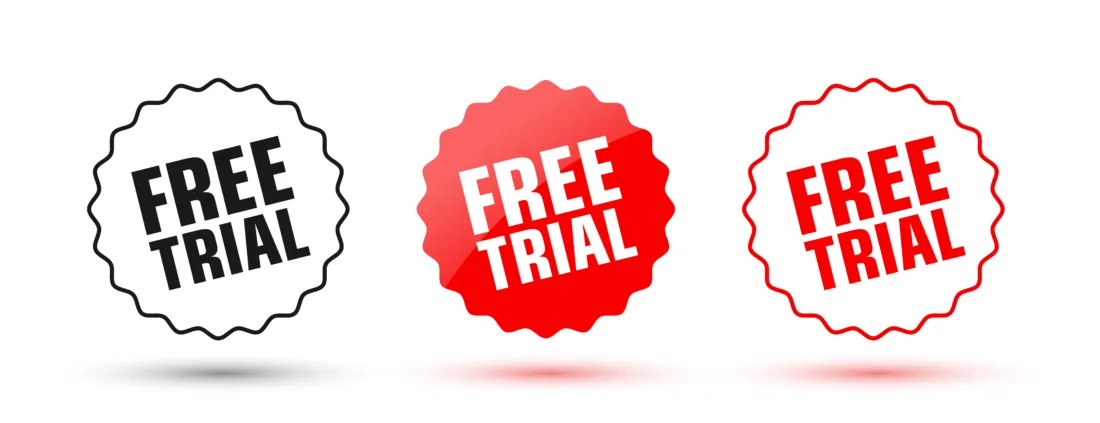set of three free trial or demo badge sign design vector